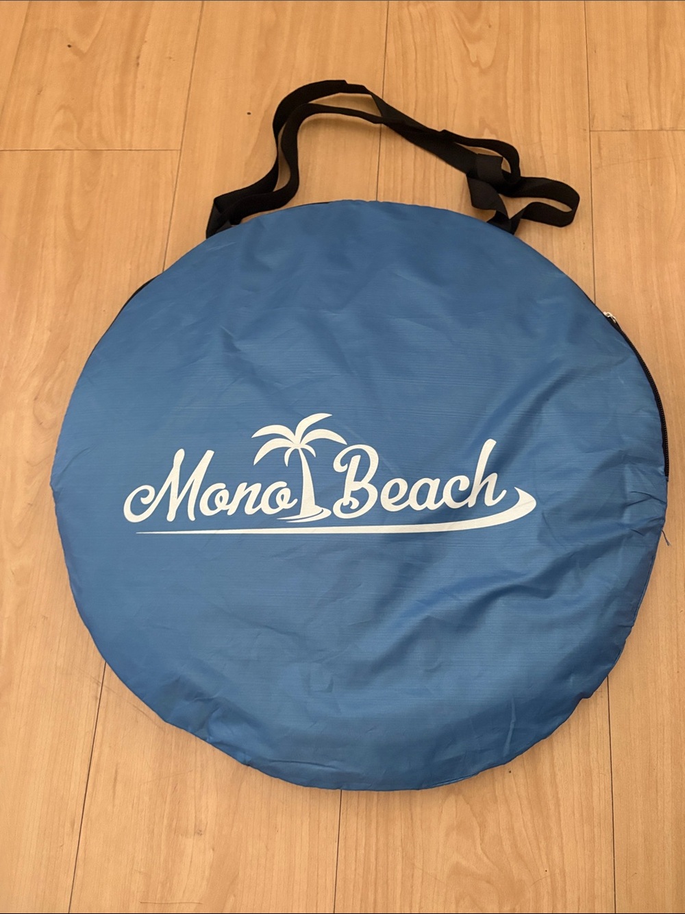 Mono B Blue Round Beach Carry Bag with Black Straps